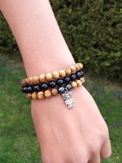 Set dřevěných náramků s onyxem > varianta PÁNSKÁ, DÁMSKÁ, DĚTSKÁ