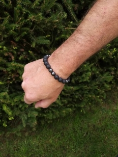Pánský náramek z lávy s hematitem > varianta pánský