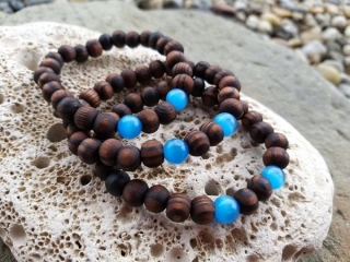 Náramek z ořešáku s ulexitem > varianta PÁNSKÁ, DÁMSKÁ, DĚTSKÁ