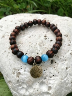 Dřevěný náramek s modrým ulexitem > varianta PÁNSKÁ, DÁMSKÁ, DĚTSKÁ