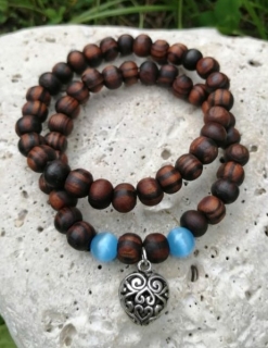 Dřevěný náramek s modrým ulexitem > varianta PÁNSKÁ, DÁMSKÁ, DĚTSKÁ