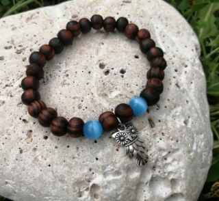 Dřevěný náramek s modrým ulexitem > varianta PÁNSKÁ, DÁMSKÁ, DĚTSKÁ