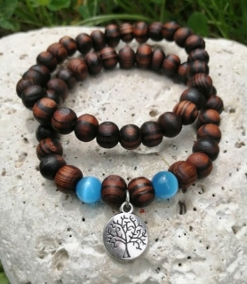 Dřevěný náramek s modrým ulexitem > varianta PÁNSKÁ, DÁMSKÁ, DĚTSKÁ